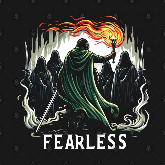 Fearless - A Lone Warrior Fights Shadowy Wraiths - Fantasy by Fenay-Designs