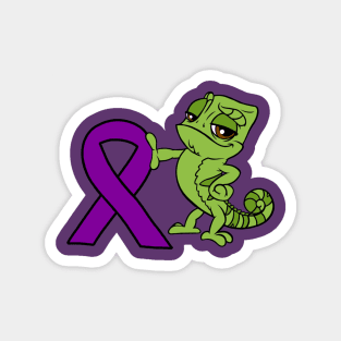 Chameleon with Awareness Ribbon (Purple) Magnet