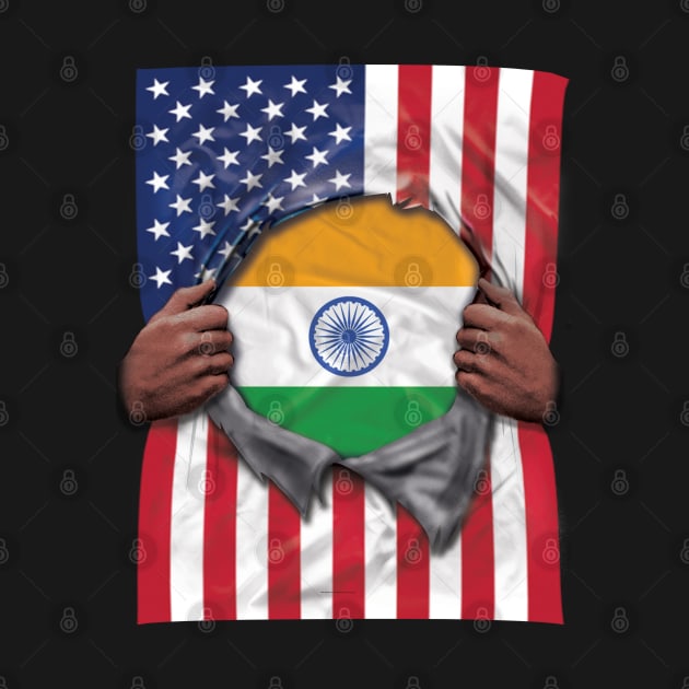 India Flag American Flag Ripped - Gift for Indian From India by Country Flags