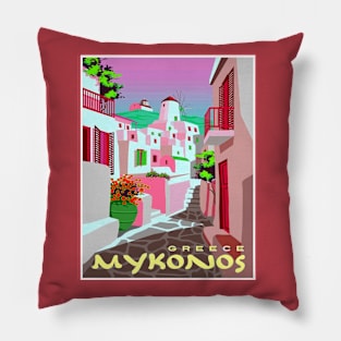 Mykonos Greece Abstract Surreal Travel and Tourism Print Pillow