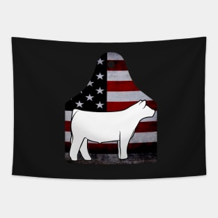 American Flag Ear Tag - Show Steer - NOT FOR RESALE WITHOUT PERMISSION Tapestry