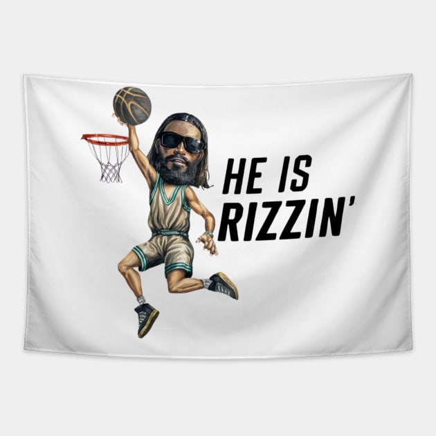 HE IS RIZZIN BLACK JESUS Tapestry by Lolane