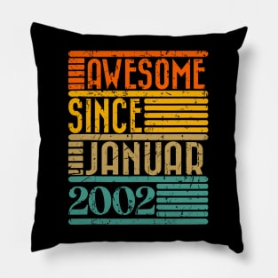 Awesome Since January 2002 22 Years Old 22th Birthday Pillow