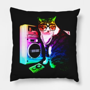 Rainbow Boombox Cat Pillow