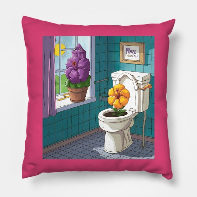 AI generated Flower in the toilet Pillow by Catbrat