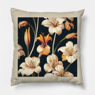 Daylily Rustic Vintage Botanical Style Pillow