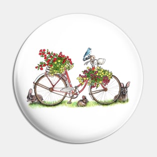 Bikes, Blooms, Bunnies and Birds Pin