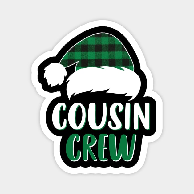 Cousin Crew Green Plaid Santa Hat Family Matching Christmas Pajama Magnet by Sincu