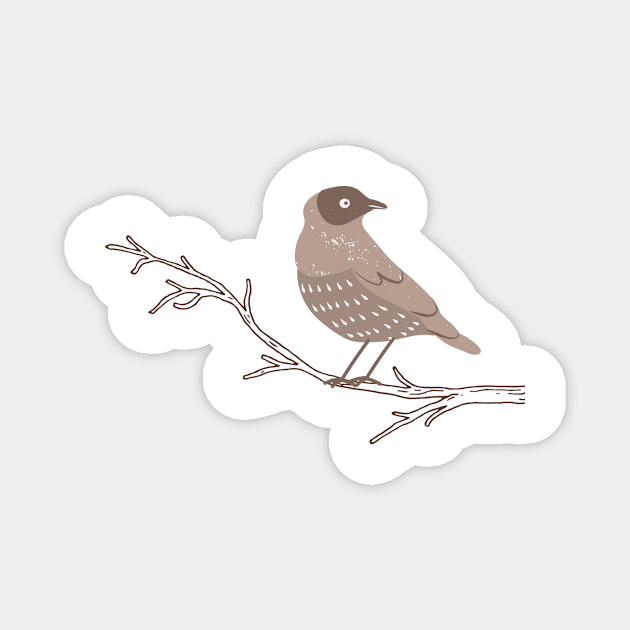 Bird on A Branch Minimal  Boho Warm Colours  Design Magnet by zedonee