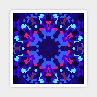 Retro Mandala Blue and Pink Magnet