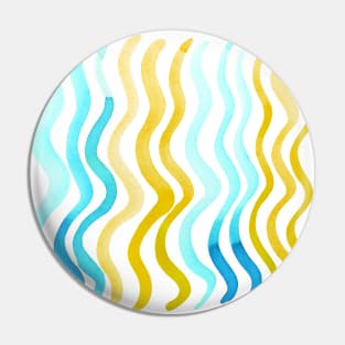 Wavy lines - yellow and aqua Pin