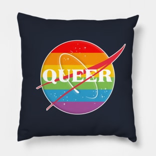 NASA/QUEER Rainbow  Logo Tribute/Parody Design Pillow