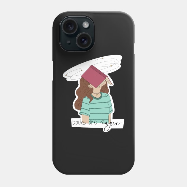 Books are magic colored Phone Case by kymbohcreates