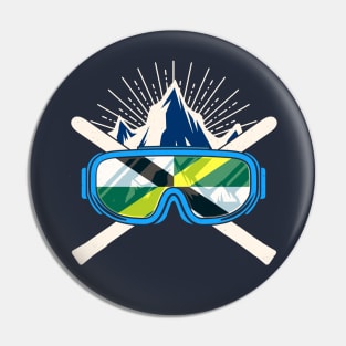 Ski Monterey California Flag Skiing Skier Winter Sports Pin