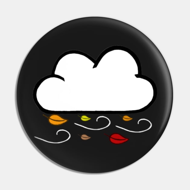 Windy Cloud Pattern With Fall Colored Leaves (Black) Pin by thcreations1