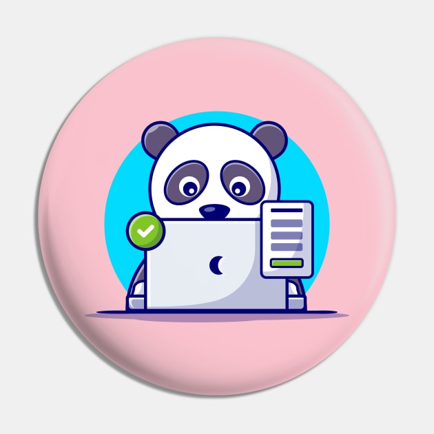 Cute Panda With Laptop And Successful Sign Pin by Catalyst Labs