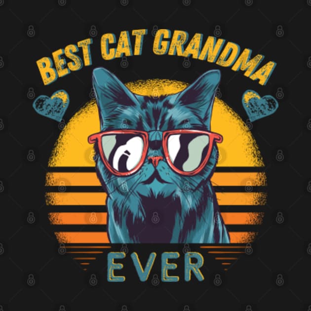 Vintage Best Cat Grandma Ever Retro Kitty by happyhourvibe@gmail.com