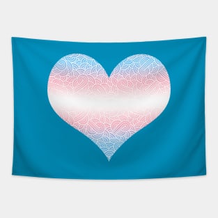 Ombré transgender colours and white swirls doodles heart Tapestry