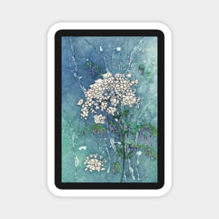 Queen Anne's Lace and Wild Cowpeas Watercolor Batik Magnet