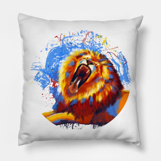 Lion Yawn Pillow by Flo Art Studio