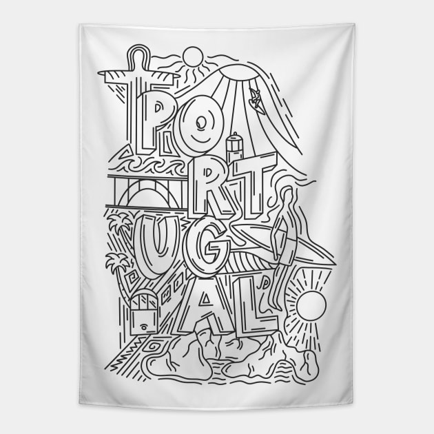 Portugal Doodle Style Tapestry by JDP Designs