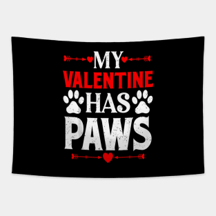 My Valentine Has Paws Funny Cat Dog Lover Tapestry