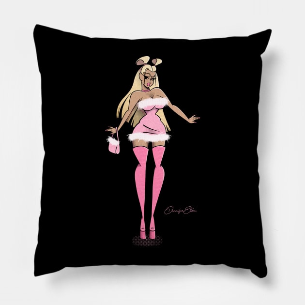 Pink Bimbo Pillow by Jennifer Elder Art