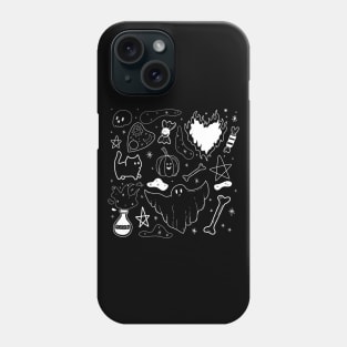 witchy ink pattern for halloween - white Phone Case