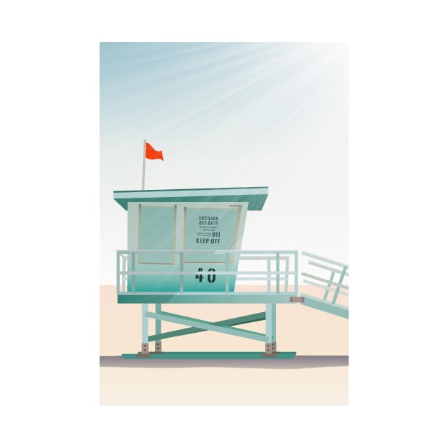 Summer Day Ocean Lifeguard Station by Spindriftdesigns