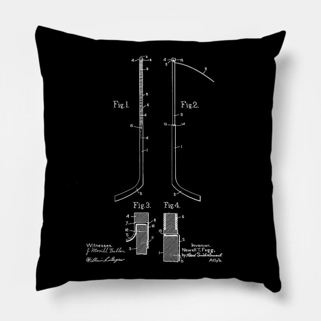 Hockey Stick Vintage Patent Drawing Funny Novelty Pillow by TheYoungDesigns