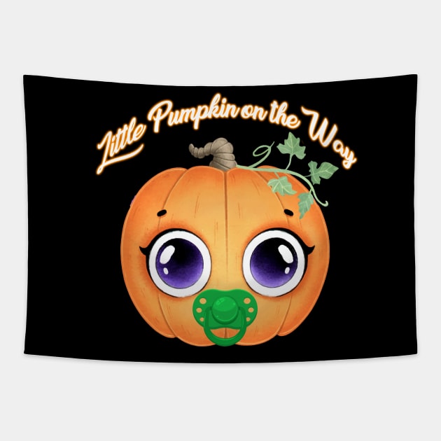 Little Pumpkin on the Way Tapestry by WalkingMombieDesign