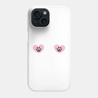 Pink heart with paw prints Phone Case