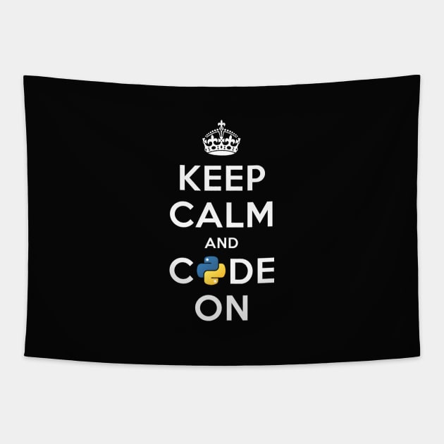 Keep Calm and Code on for Python Developers Tapestry by mangobanana