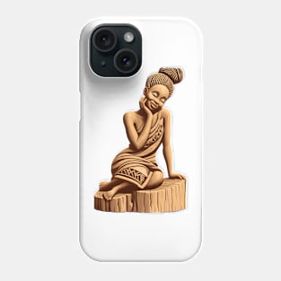 Afrocentric Woman Wooden Carving Phone Case