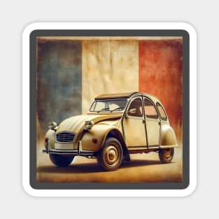 Citroen 2cv with french flag retro vintage Magnet