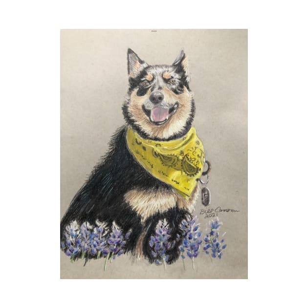 Dog in Bluebonnets by Bill Cameron Fine Art