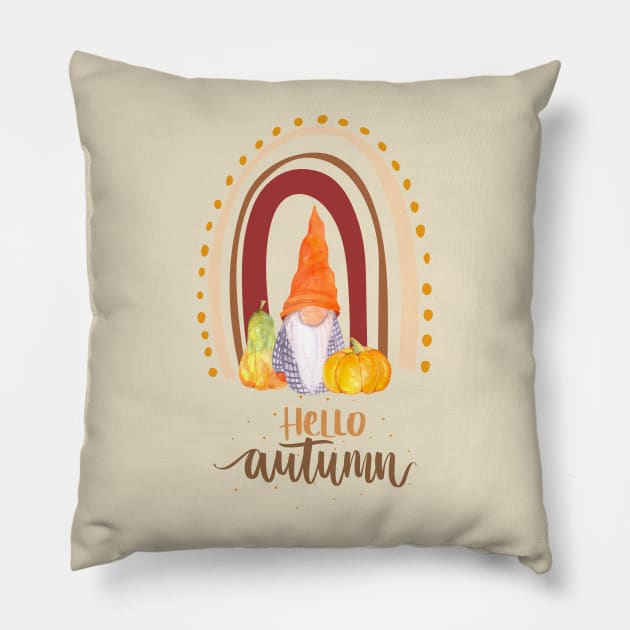 Hello Autumn Pillow by Cotton Candy Art