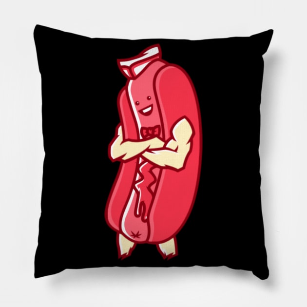 Smiling Macho Hot Dog Pillow by ChapDemo