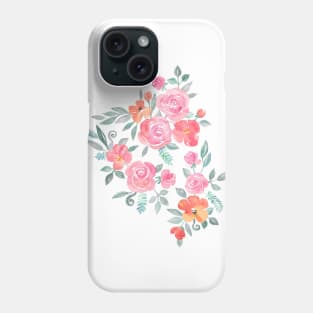 Amelia Floral in Pink and Peach Watercolor Phone Case