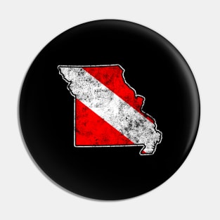 Missouri Dive Flag Scuba Diving State Map Dive Flag Distressed Pin