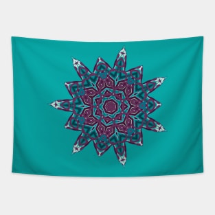 Teal and Purple Abstract Mandala Star Silhouette Tapestry