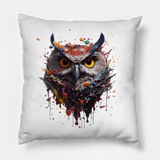 Owl Splash Art: Enchanting Fantasy Illustration #4 Pillow