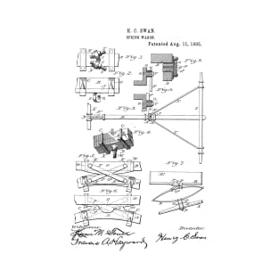 Spring Wagon Vintage Retro Patent Hand Drawing Funny Novelty Gift T-Shirt