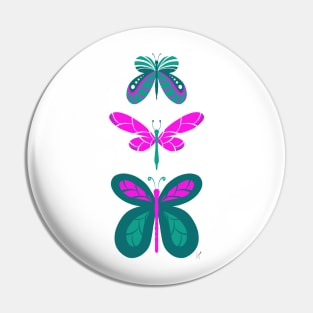 Butterflies Pink Turquoise Pin