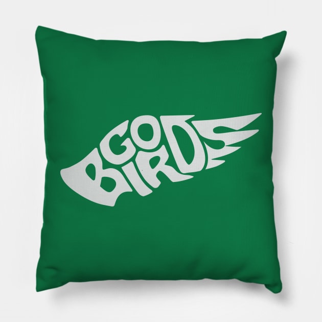 Go Birds - Grey Font Pillow by Tailgate Team Tees