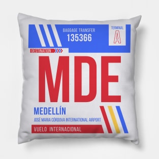 Medellin (MDE) Airport Code Baggage Tag Pillow