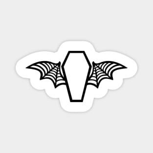 Batwing Coffin - Black on White Magnet