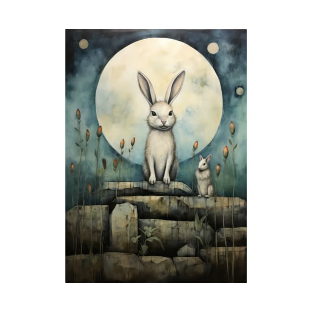 Hare, Pagan Hare, Pagan Art, Moon, Animal, by thewandswant