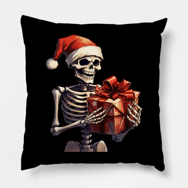 skeleton Santa Claus Pillow by MZeeDesigns