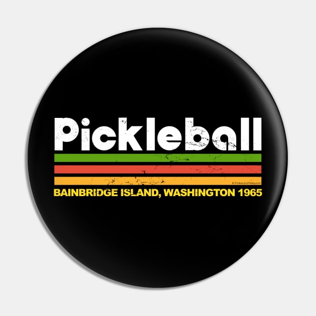 Vintage Pickleball Design - Bainbridge Island, Washington Pin by picklesandpasta